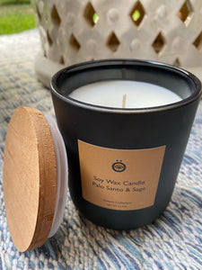 Soy Wax Candle - Palo Santo & Sage (Black)