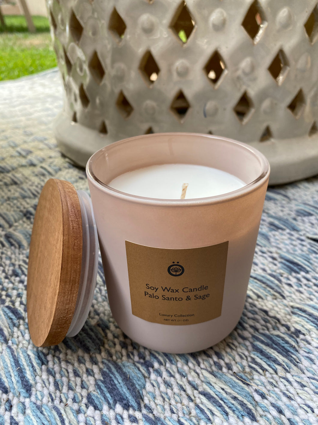 Soy Wax Candle - Palo Santo & Sage (Blush)